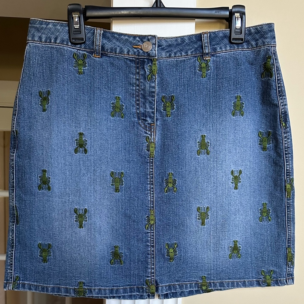 Lilly Pulitzer embroidered denim skirt